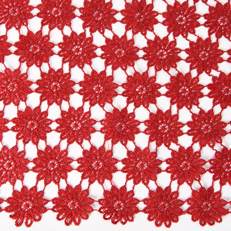 Red Guipure Water Soluble Lace Fabric