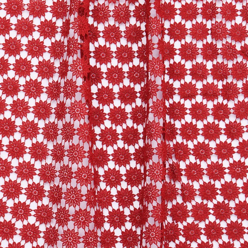 Red Guipure Water Soluble Lace Fabric