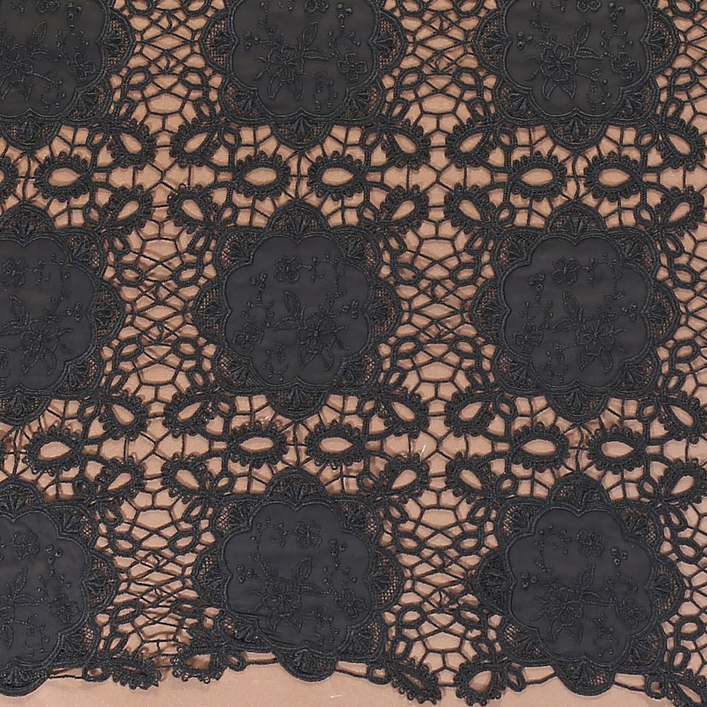 Laser-Cut Embroidered Chiffon Fabric