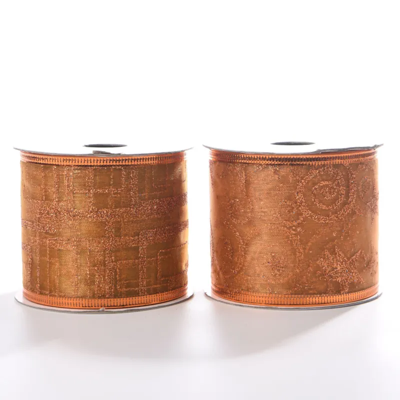 2-1/2 inch Copper Sheer Glitter Ribbon