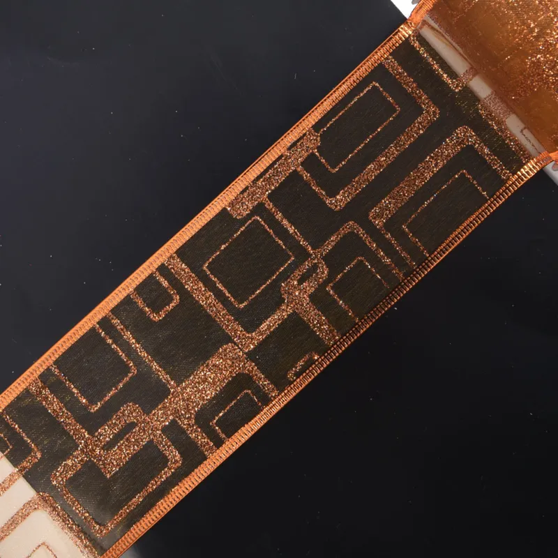 2-1/2 inch Copper Sheer Glitter Ribbon