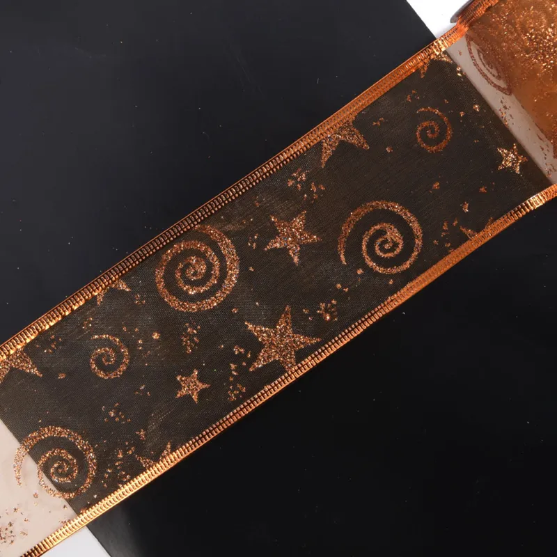 2-1/2 inch Copper Sheer Glitter Ribbon