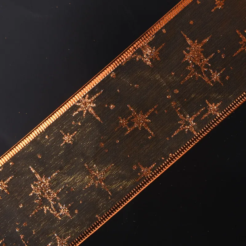 2-1/2 inch Copper Sheer Glitter Ribbon