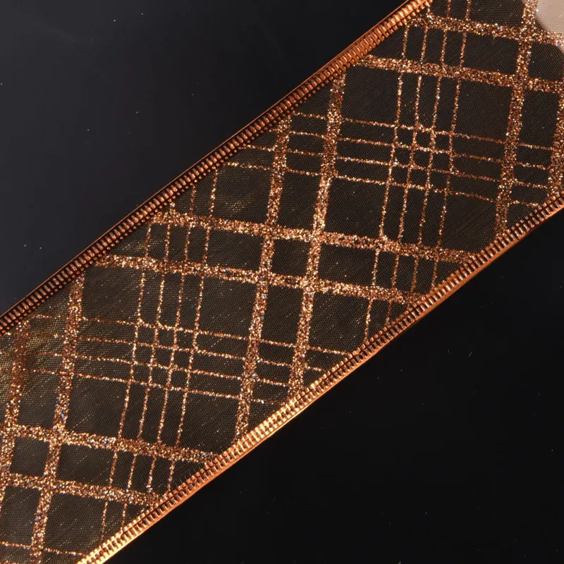 2-1/2 inch Copper Sheer Glitter Ribbon