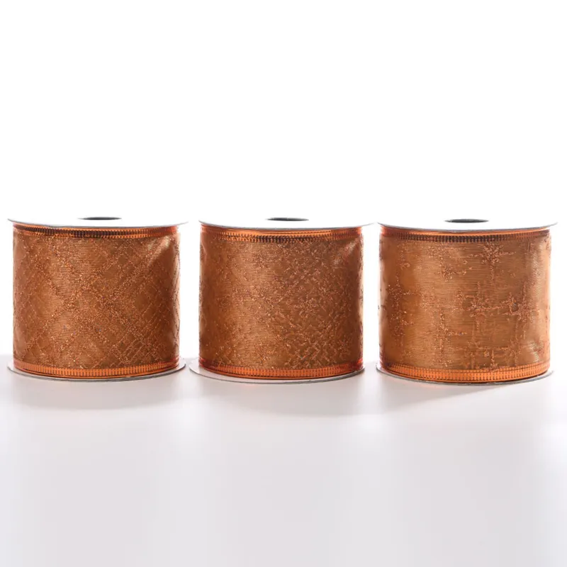 2-1/2 inch Copper Sheer Glitter Ribbon