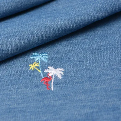 Embroidered Cotton Denim Jeans Fabric