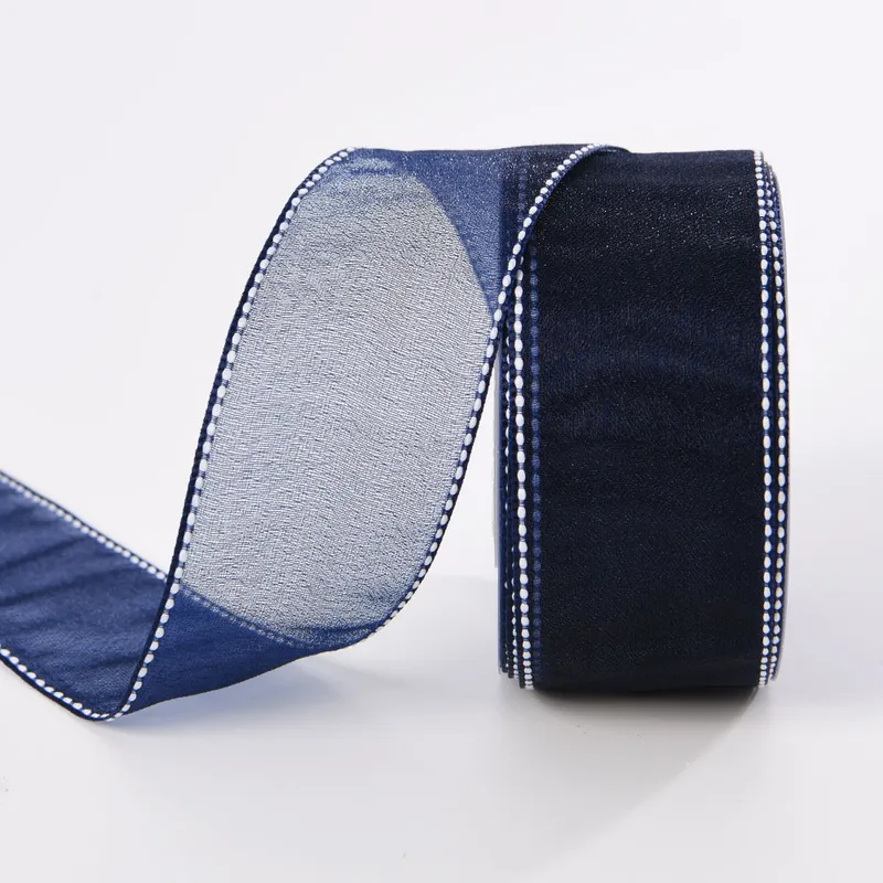 38mm Stitch-Edged Sheer Ribbon