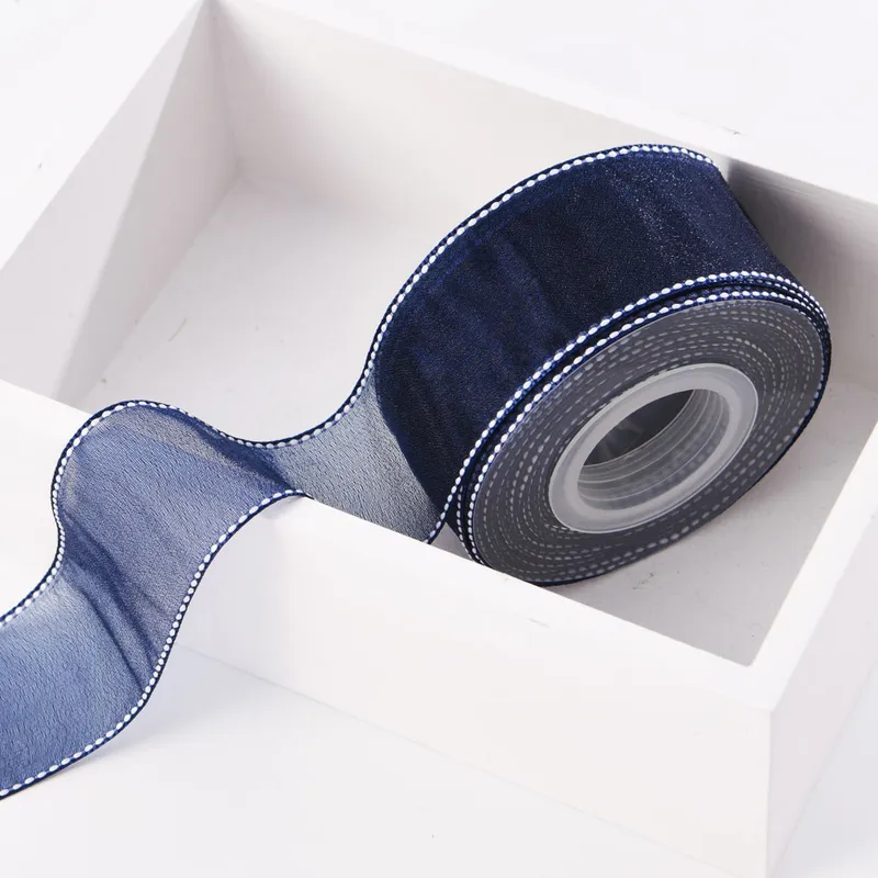 38mm Stitch-Edged Sheer Ribbon