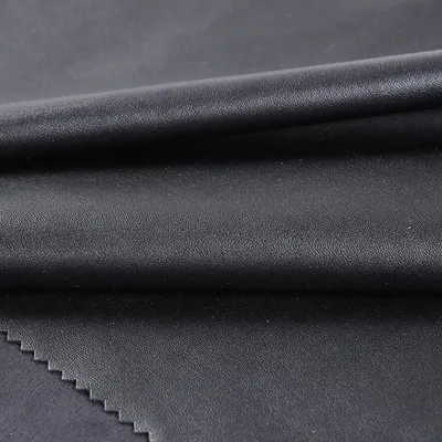 Black PU Leather Fabric with Suede Backing