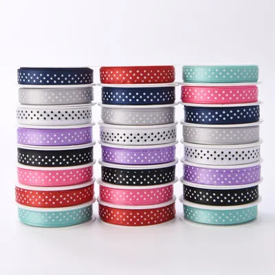 12mm Polka Dot Printed Satin Ribbon