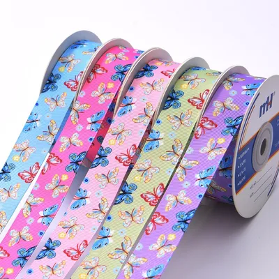 25mm Butterfly Printed Grosgrain Ribbon