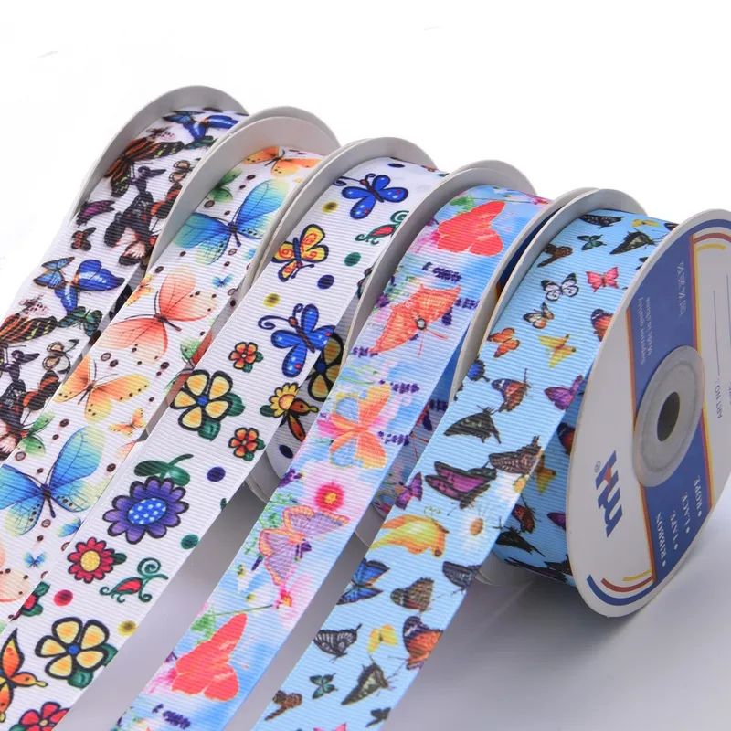 25mm Butterfly Printed Grosgrain Ribbon