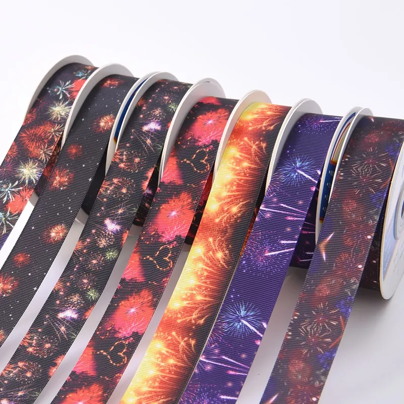 25mm Printed Grosgrain Ribbon for Festival Decor