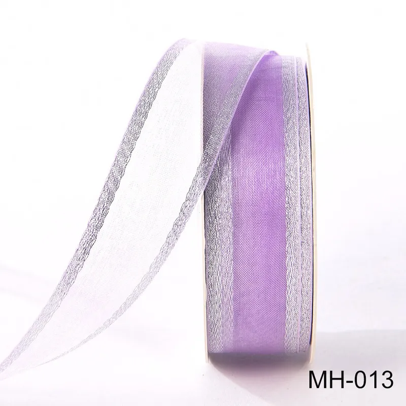25mm Silver Wire-Edged Metallic Sheer Ribbon