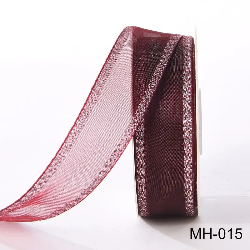 25mm Silver Wire-Edged Metallic Sheer Ribbon