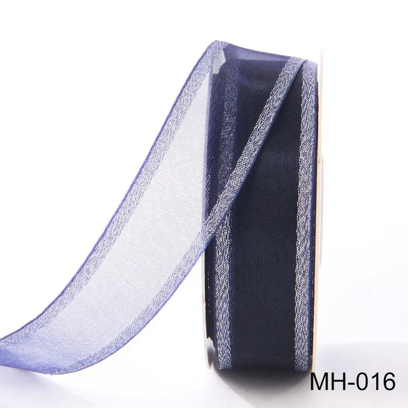 25mm Silver Wire-Edged Metallic Sheer Ribbon
