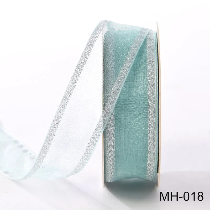 25mm Silver Wire-Edged Metallic Sheer Ribbon