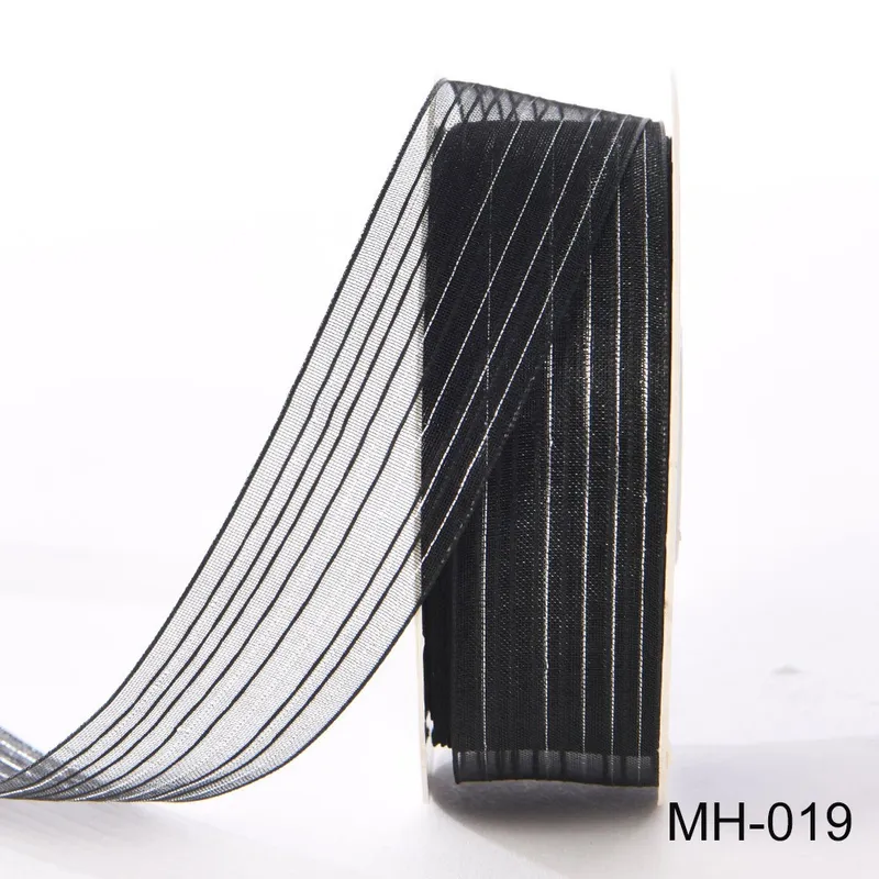 25mm Metallic Stripe Sheer Organza Ribbon