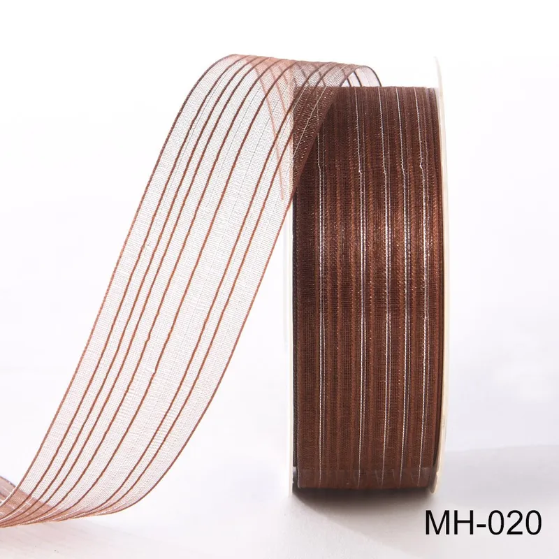 25mm Metallic Stripe Sheer Organza Ribbon
