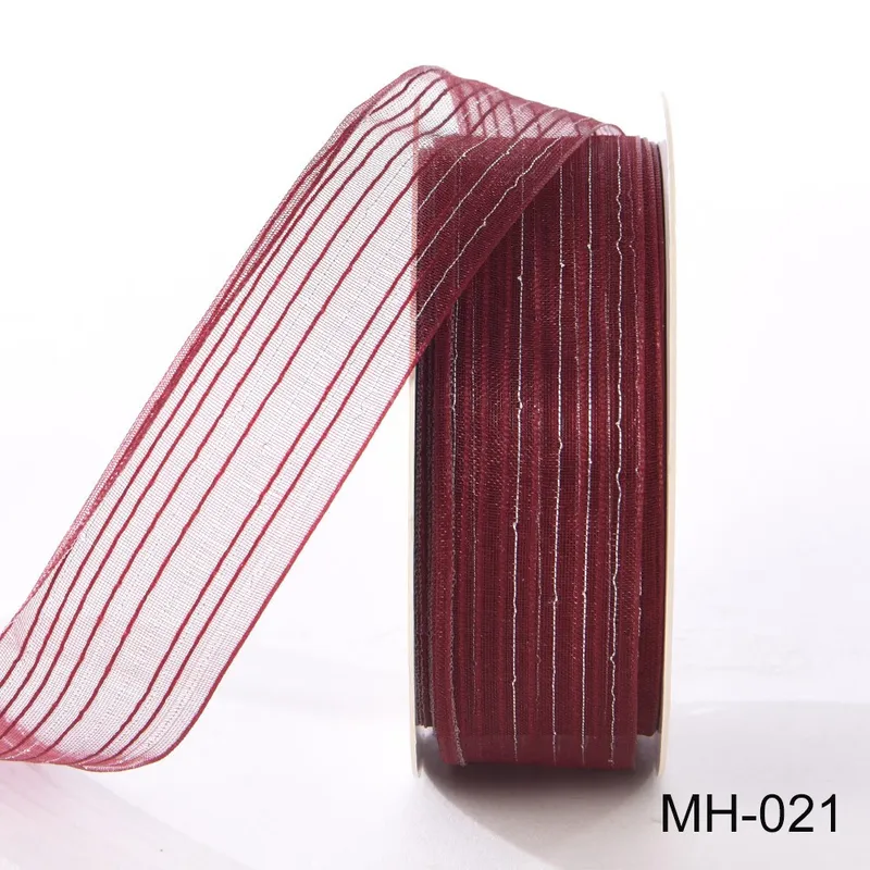 25mm Metallic Stripe Sheer Organza Ribbon