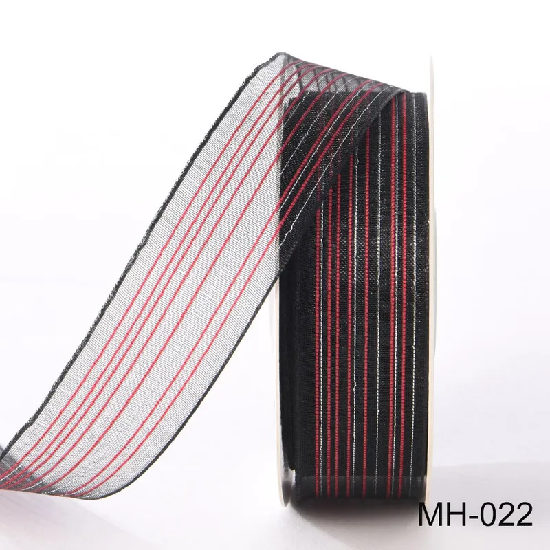 25mm Metallic Stripe Sheer Organza Ribbon
