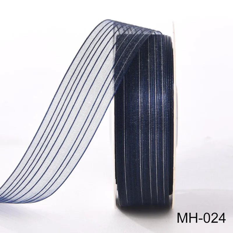 25mm Metallic Stripe Sheer Organza Ribbon