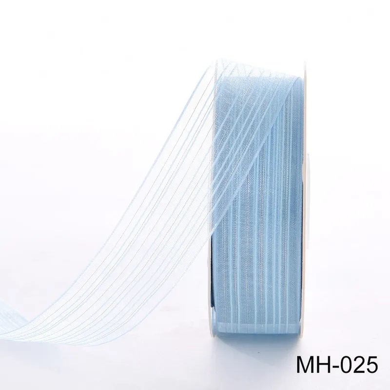 25mm Metallic Stripe Sheer Organza Ribbon