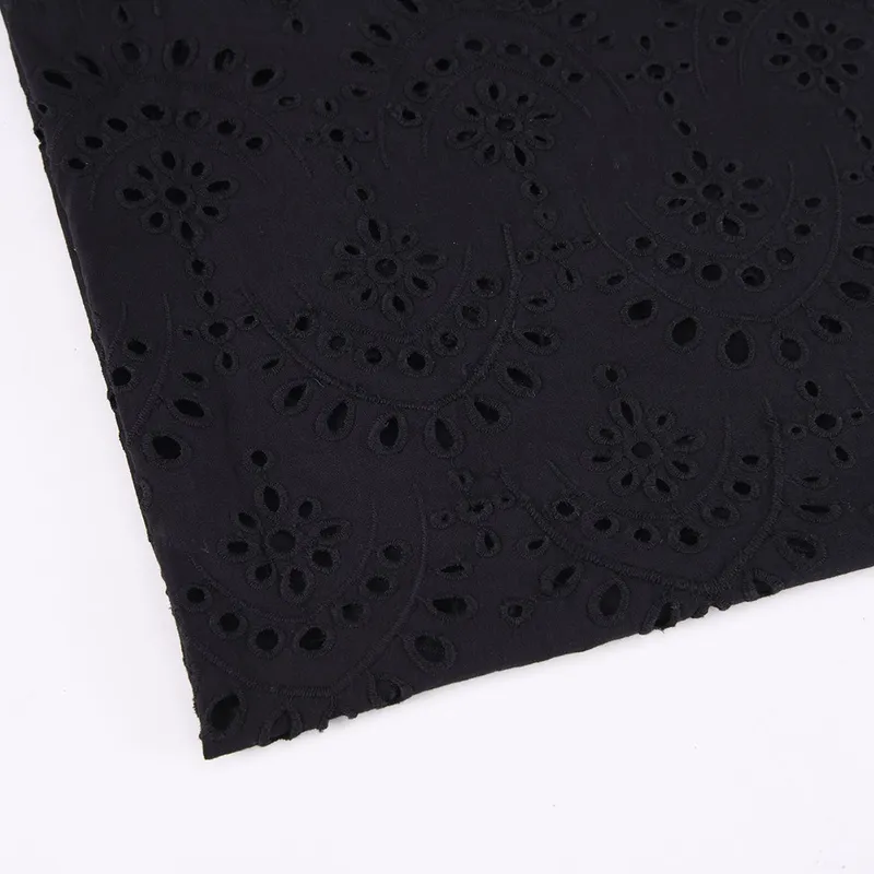 Black 100% Cotton Broderie Anglaise Eyelet Lace Fabric