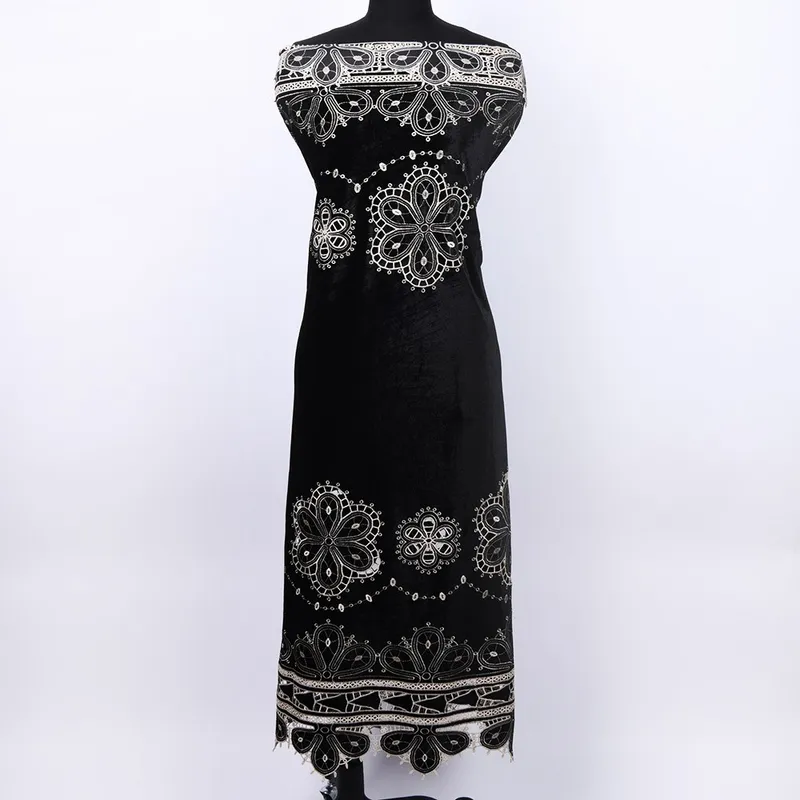 120cm Laser-Cut Embroidered Velvet Fabric