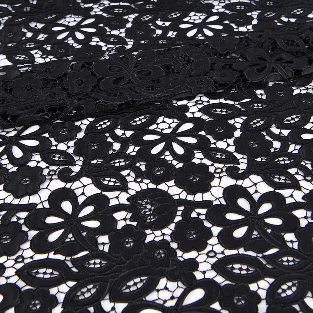 125cm Black Embroidered Lace Fabric