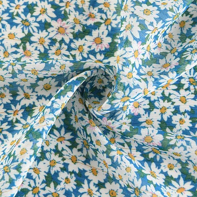 Printed Floral Crinkle Crepe Chiffon Fabric